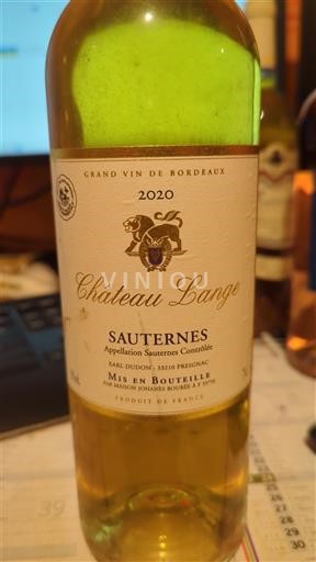 Bordeaux Sauternes Château Lange 2020