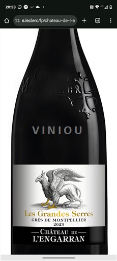 Vin Rouge sec Les Grandes Serres Château L'Engarran 2023 France Languedoc Grès de Montpellier AOC