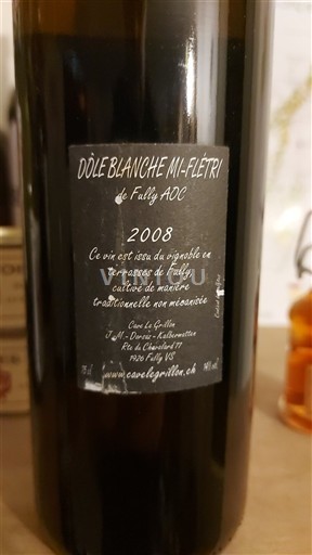 Fribourg Vully. Cave La Petite Dôle Blanche Mi-Flétri 2008