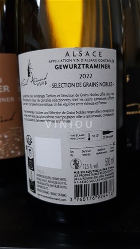 Elzas Gewurztraminer Sélection de Grains Nobles La Cave du Vieil Armand Sélection de Grains Nobles 2022