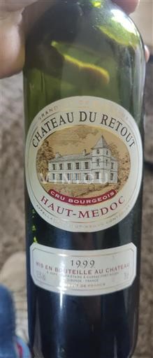 Vin Rouge sec Château Retout 1999 France Bordeaux Haut-Médoc AOC