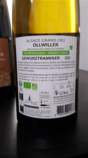Alzacija Gewürztraminer Grand Cru Ollwiller Gewurztraminer 2022