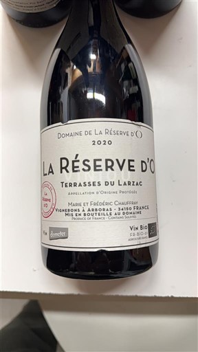 Langvedok Terrasses-du-Larzac Domaine La Réserve O La Réserve d'O 2020