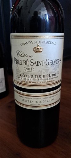 Vin Rouge sec Château Prieuré Saint-Georges 2011 France Bordeaux Côtes-de-bourg AOC