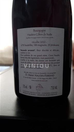 Bourgogne Hautes Côtes de Nuits Domaine Henri Naudin-Ferrand Myositis arvensis 2022