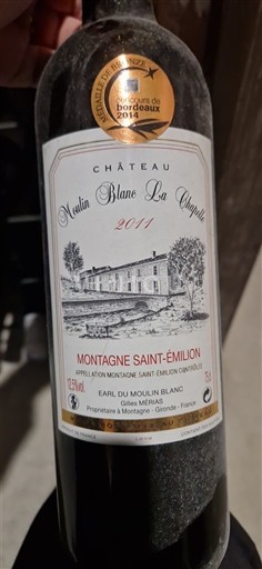 Bordeaux Montagne-saint-émilion Château Moulin Blanc La Chapelle 2011