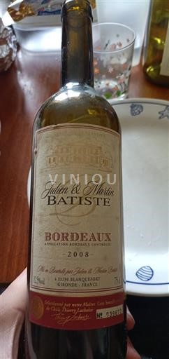 Vine Rouge sec Julien & Martin Batiste 2008 Frankrig Bordeaux AOC