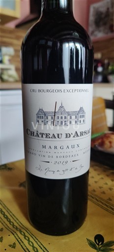Bordeaux Margaux Cru Bourgeois Exceptionnel Château Arsac 2019