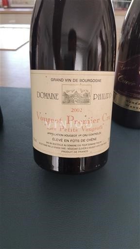 Bourgogne Vougeot Premier Cru Domaine Philippe Les Petits Vougeots 2002