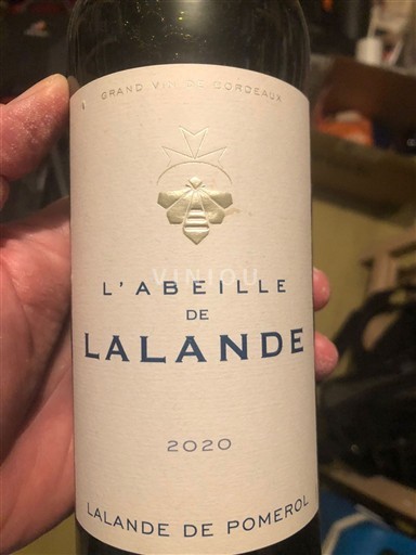 Vin Rouge sec L'Abeille de Lalande Château Lalande 2020 France Bordeaux Lalande-de-pomerol AOC