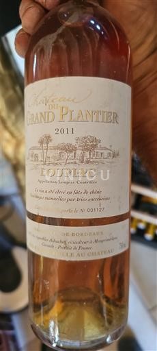 Vin Blanc moelleux Château Grand Plantier 2011 France Bordeaux Loupiac AOC