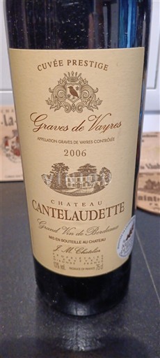 Bordeaux Graves-de-vayres Château Cantelaudette Prestige 2006