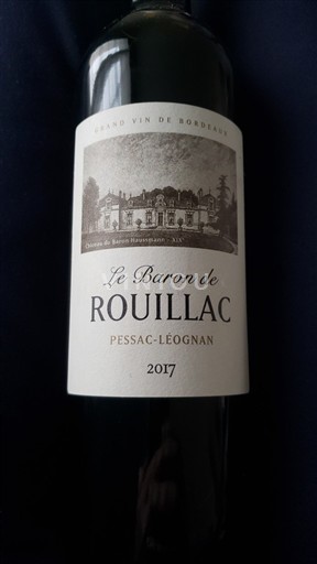 Bordeaux Pessac-Léognan Château Rouillac Le Baron de Rouillac 2017