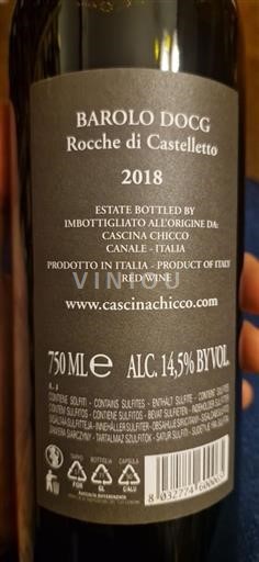 Piemonte Barolo Cascina Chicco Rocche di Castelletto 2018