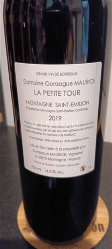 Bordeaux Montagne-saint-émilion Domaine Gonzague Maurice La Petite Tour 2019