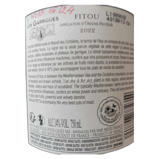 Langvedok Fitou Les Garrigues 2022