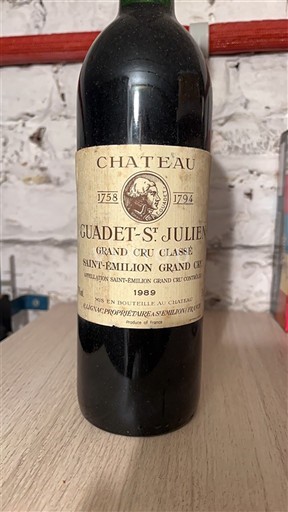 Bordeaux Saint-Émilion Grand Cru Grand Cru Classé Château Guadet St-Julien 1989