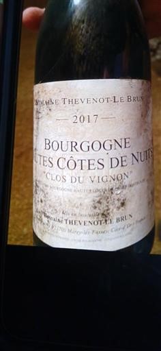 Bourgogne Hautes Côtes de Nuits Domaine Thevenot-Le Brun Clos du Vignon 2017