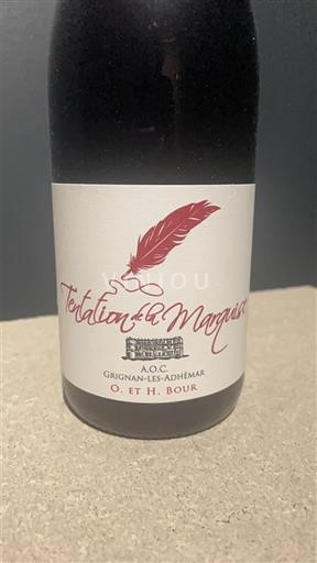 Vin Rouge sec Tentation de la Marquise O. et H. Bour 2023 France Vallée du Rhône Grignan-les-adhémar AOC