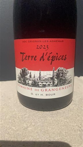 Vallée du Rhône Grignan-les-adhémar Domaine Grangeneuve Terre d'épices 2023