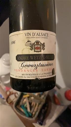 Alsace Vendanges Tardives André Wetzell-Meyer Gewurztraminer Vendanges Tardives 1996