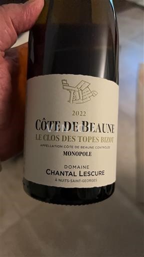Bourgogne Côte-de-Beaune Domaine Chantal Lescure Le Clos des Topes Bizot Monopole 2022