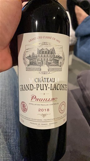 Rượu vang Rouge sec Château Grand-Puy-Lacoste 2018 Pháp Bordeaux Pauillac AOC Grand Cru