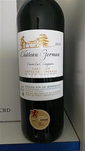 Bordeaux Castillon Côtes de Bordeaux Château German La Châtaigneraie 2019