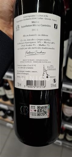 Bordeaux Médoc Vignobles Cruchon 2016