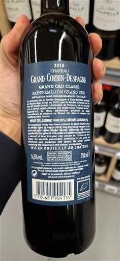 Bordeaux Saint-Émilion Grand Cru Grand Cru Classé Château Grand Corbin-Despagne 2018