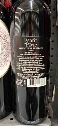 Bordeaux Esprit de Pavie 2014