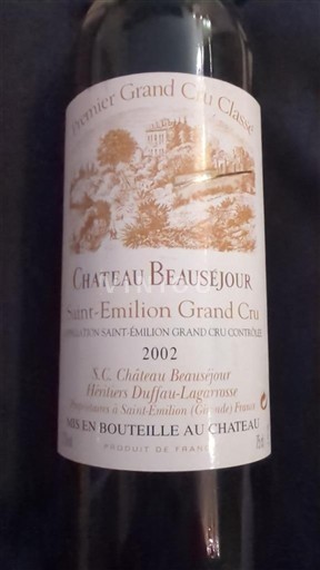 Bordeaux Saint-Émilion Grand Cru Château Beauséjour 2002
