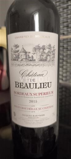 Bordeaux Bordeaux supérieur Château Beaulieu 2015