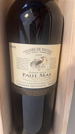 Languedoc og Roussillon Pays d'Oc Domaine S Paul Mas Vignes de Nicole 2023