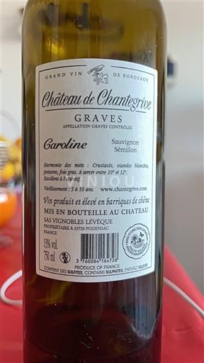 Bordeaux Graves Château Chantegrive Caroline Không niên vụ