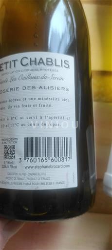 Bourgogne Petit-chablis Stéphane Brocard Chèrerie des Alisiers 2024
