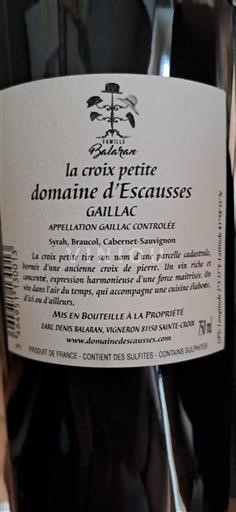 Sudoeste Gaillac Domaine Escausses La Croix Petite 2022