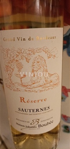 Burdeos Sauternes Maison Johannes Boubée Réserve Sin añada