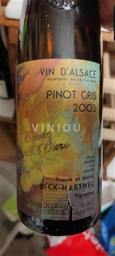 Alsazia Pinot grigio Beck-Hartweg de l'Ours 2003