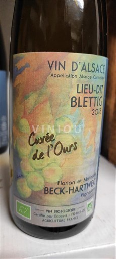 Alsace Beck-Hartweg de l'Ours Lieu-dit Blettig 2018