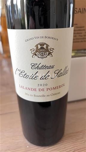 Vin Rouge sec Château L'Étoile de Salles 2020 France Bordeaux Lalande-de-pomerol AOC