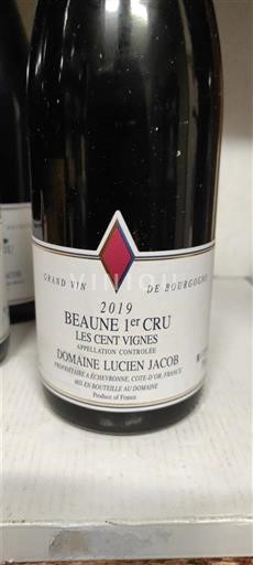Borgogna Beaune Premier Cru Domaine Lucien Jacob Les Cent Vignes 2019