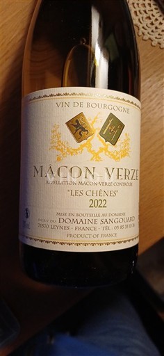 Burgundy Mâcon and Mâcon-Villages Domaine Sangouard Les Chênes 2022