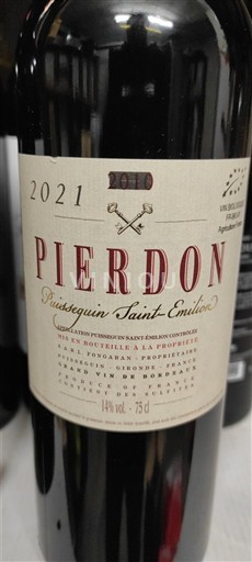 Bordeaux Puisseguin-saint-émilion Pierdon 2021