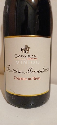 Thung lũng Rhône Costières-de-nîmes Cave de Pazac Fontaine Miraculeuse 2021