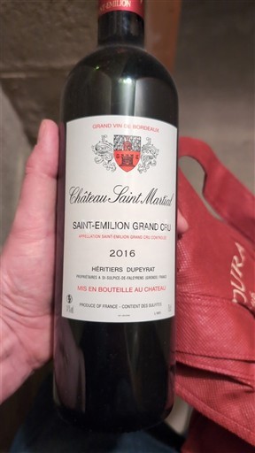 Vin Saint-Émilion Grand Cru Château Saint-Martial - 2016 - Avis
