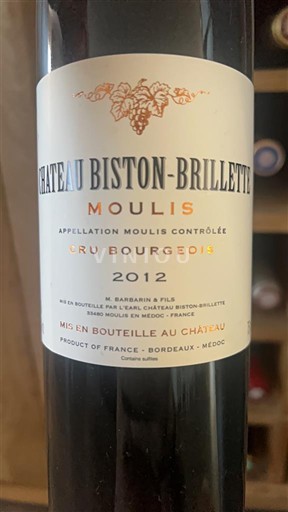 Bordeaux Không được chỉ định Cru Bourgeois Château Biston-Brillette 2012