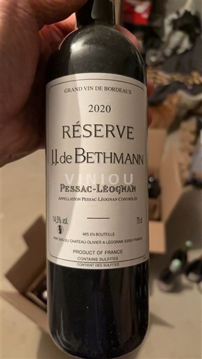 Bordeaux Pessac-Léognan Château Olivier Réserve J.J. de Bethmann 2020
