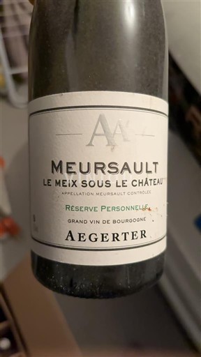 Burgundy Meursault Aegerter Le Meix Sous Le Château Réserve Personnelle 2019