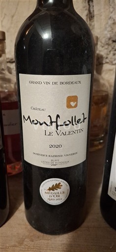 Bordeaux Blaye Côtes de Bordeaux Château Montfollet Le Valentin 2020
